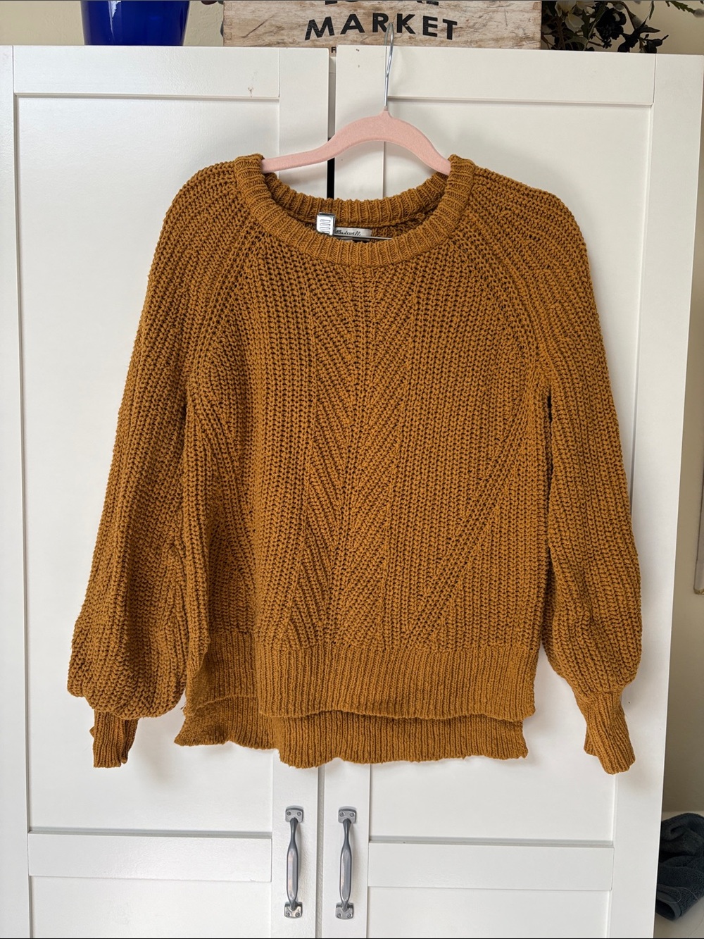 Madewell Chunky Knit Crewneck Sweater in Mustard